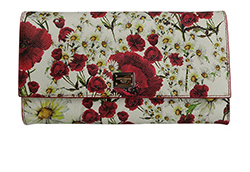 Floral Chain Clutch Bag,Leather,Red/Cream,DB,4